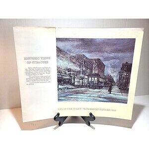 NOS Vintage 11 X 14 Syracuse History Lithograph Painting 1929 Trains